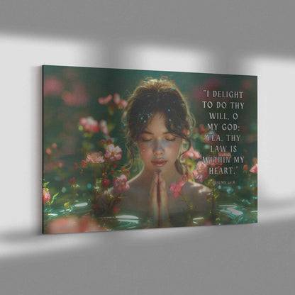 Psalms 408  I delight to do thy will O my God yea thy law is within my heart. Canvas Wall Art