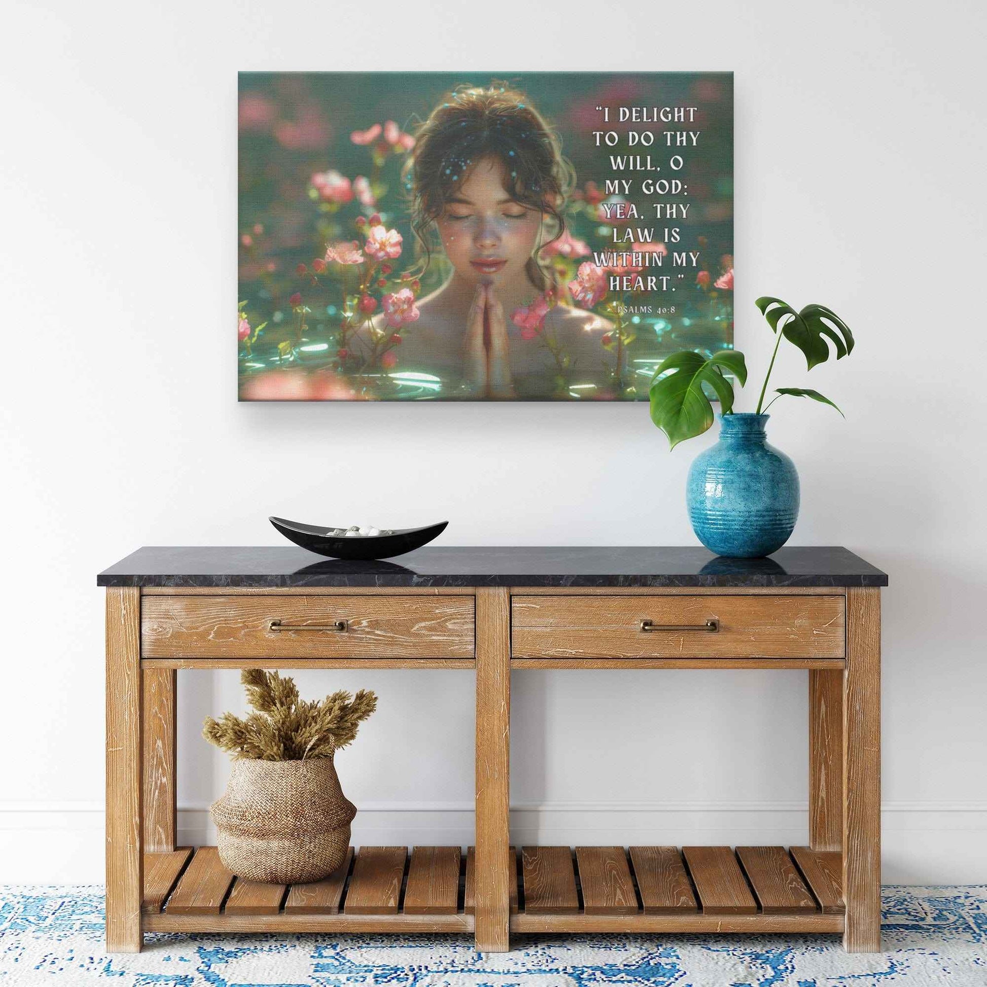 Psalms 408  I delight to do thy will O my God yea thy law is within my heart. Canvas Wall Art