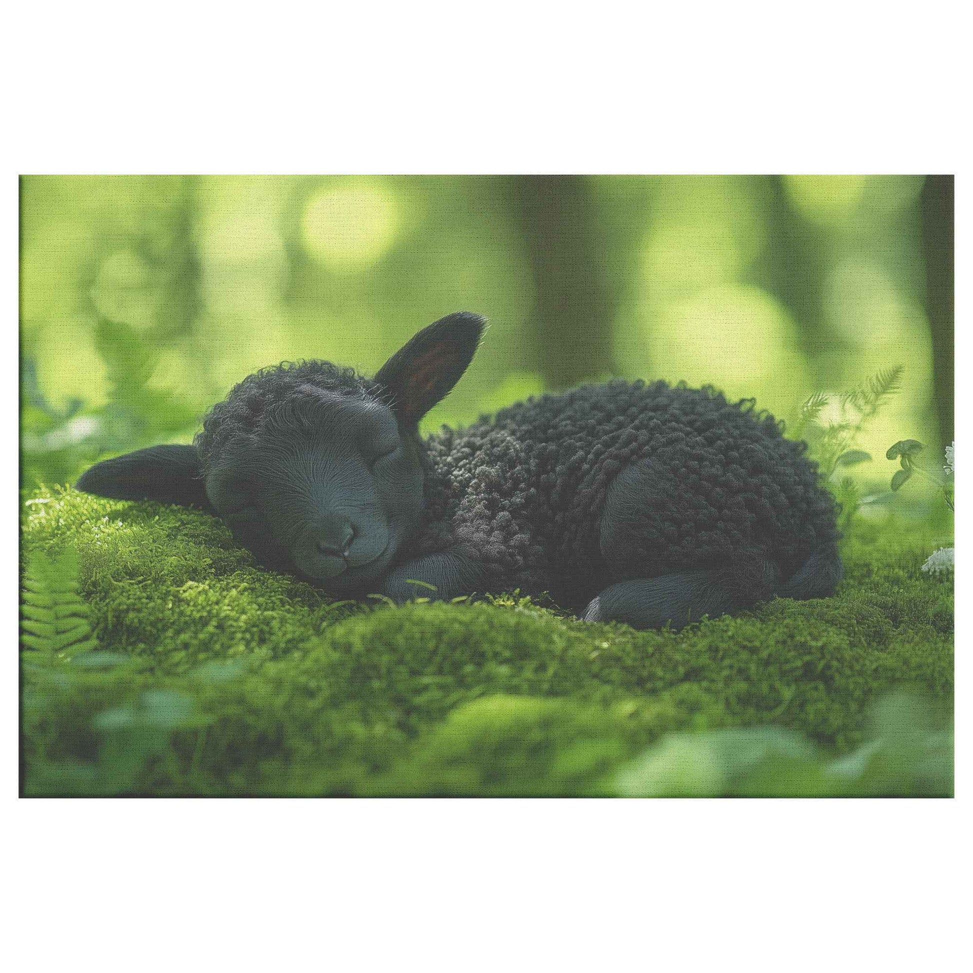 Restful Lamb in Tranquil Forest Peaceful Calm and Natural Beauty   Christian Canvas Wall Art Decor