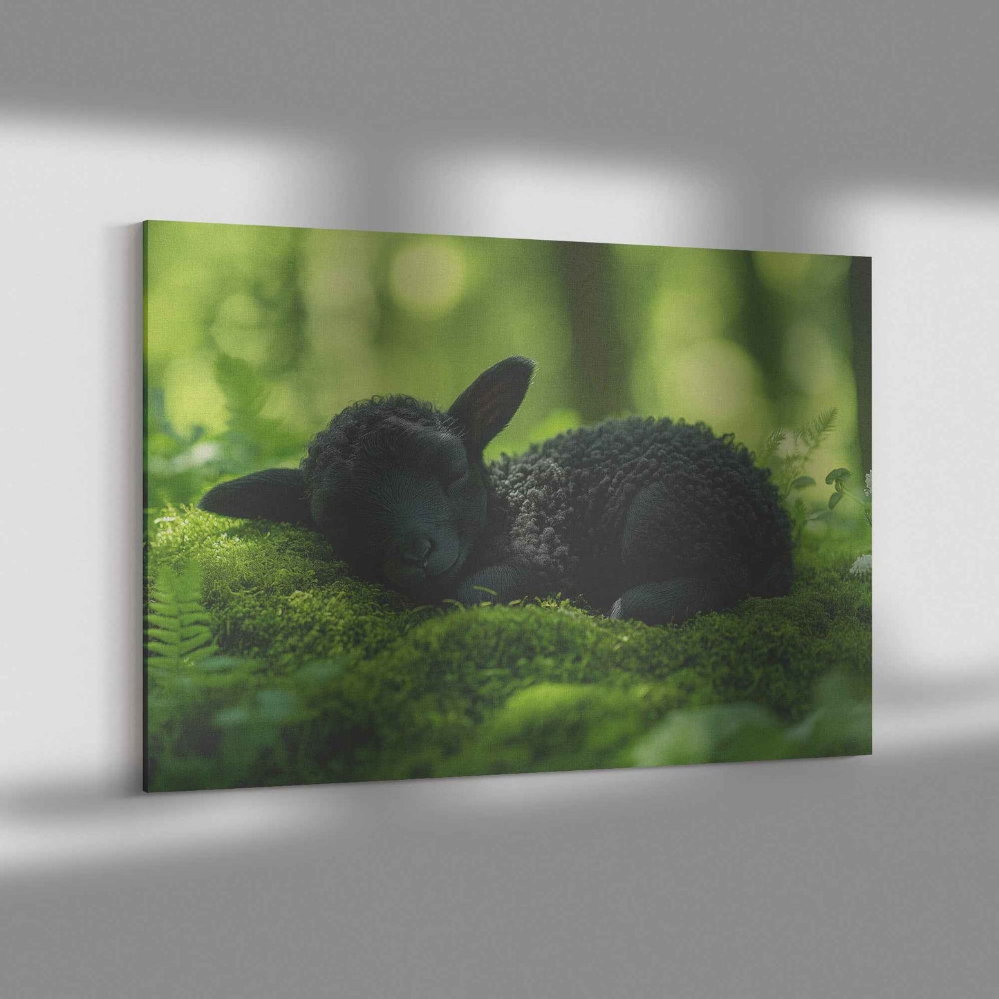 Restful Lamb in Tranquil Forest Peaceful Calm and Natural Beauty   Christian Canvas Wall Art Decor