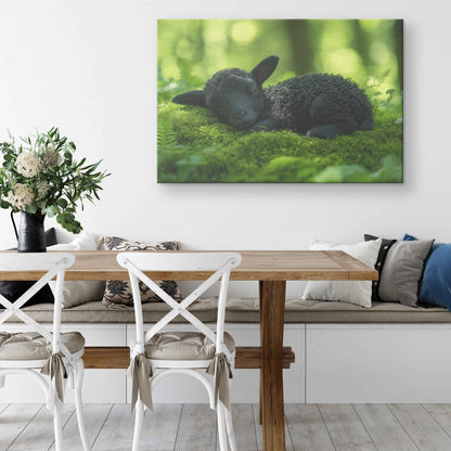Restful Lamb in Tranquil Forest Peaceful Calm and Natural Beauty   Christian Canvas Wall Art Decor