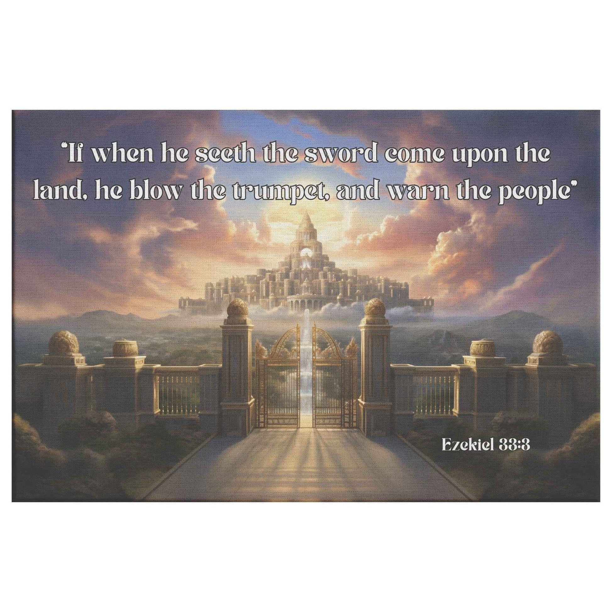 Sounding the Trumpet Christian Canvas Wall Art Scripture Ezekiel 333
