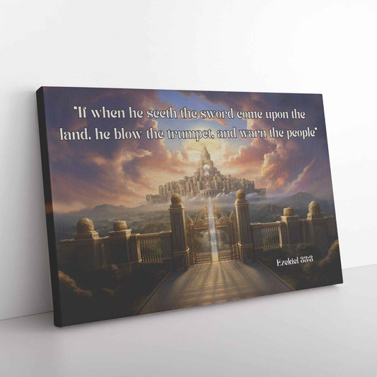 Sounding the Trumpet Christian Canvas Wall Art Scripture Ezekiel 333