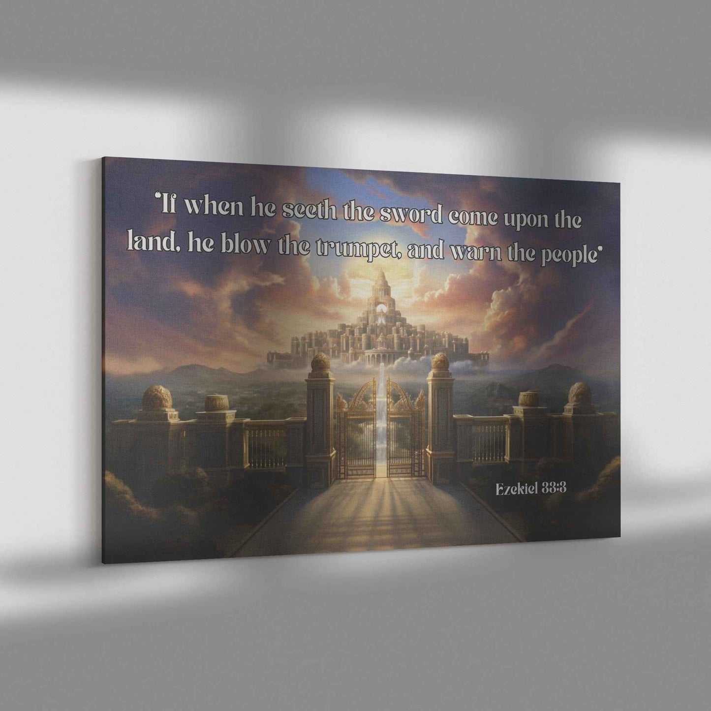 Sounding the Trumpet Christian Canvas Wall Art Scripture Ezekiel 333