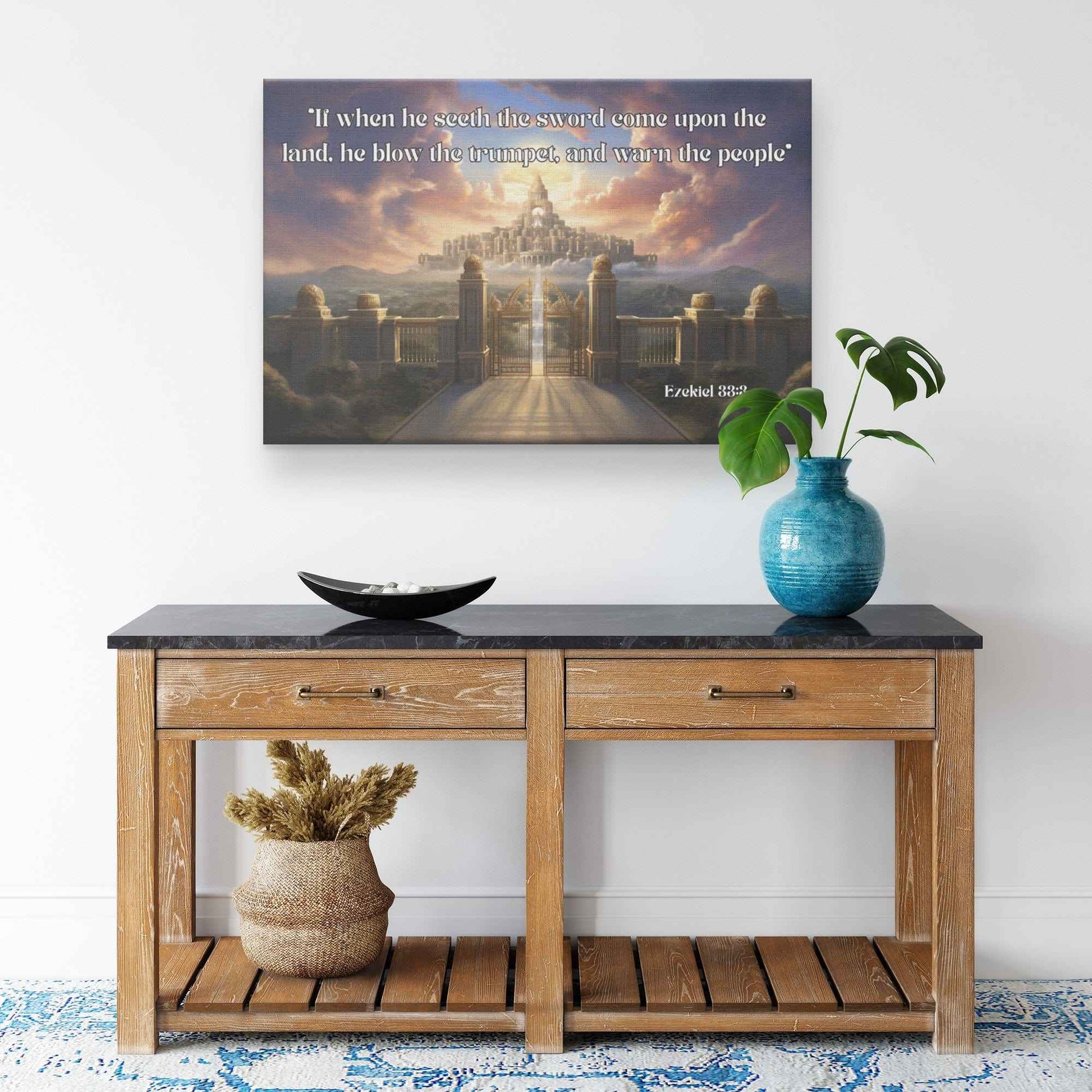 Sounding the Trumpet Christian Canvas Wall Art Scripture Ezekiel 333