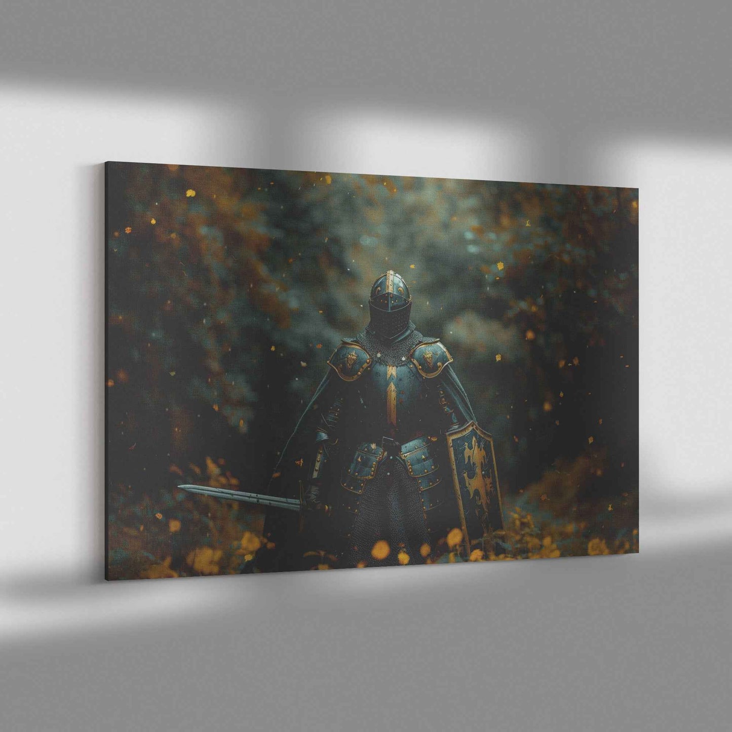 Strength in Faith Knight with the Whole Armor of God   Christian Canvas Wall Art Decor