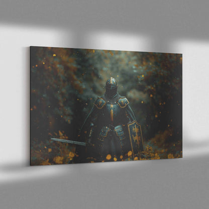 Strength in Faith Knight with the Whole Armor of God   Christian Canvas Wall Art Decor