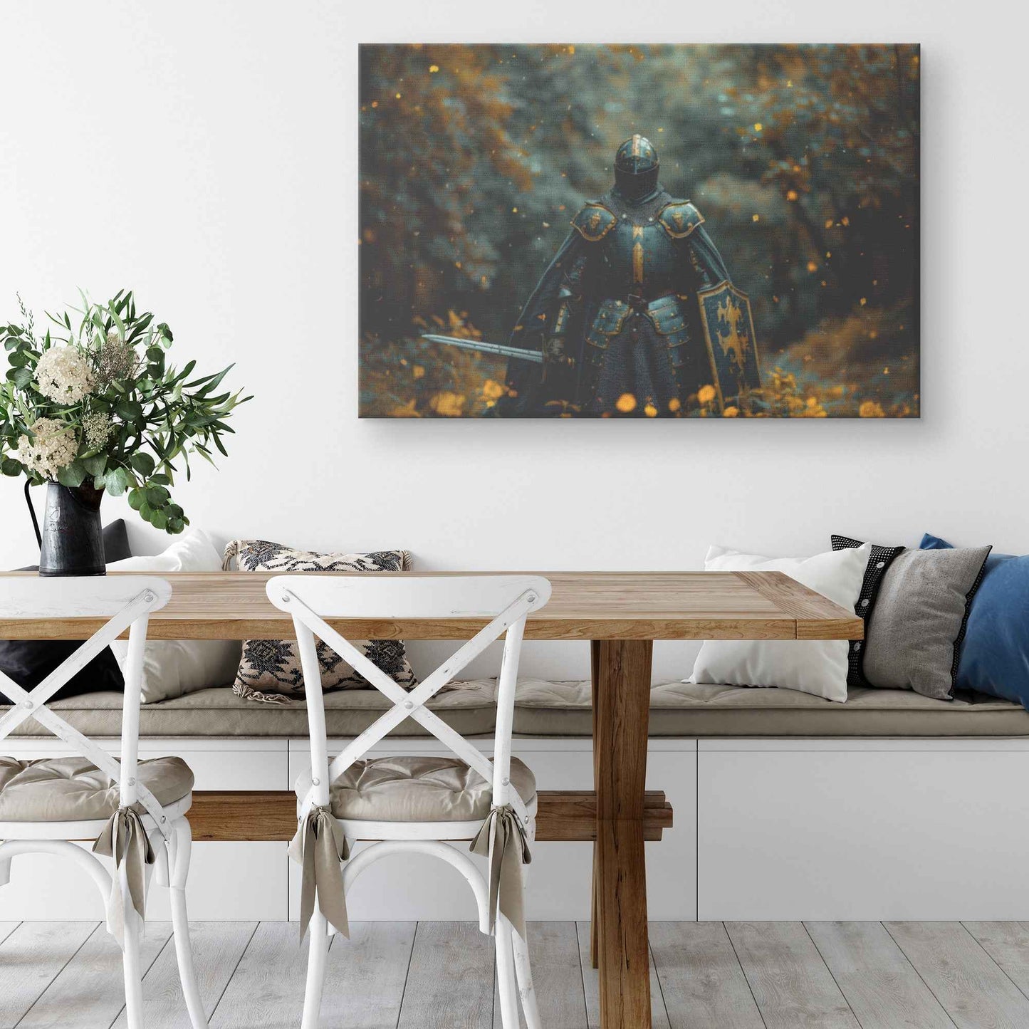Strength in Faith Knight with the Whole Armor of God   Christian Canvas Wall Art Decor