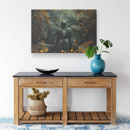 Strength in Faith Knight with the Whole Armor of God   Christian Canvas Wall Art Decor