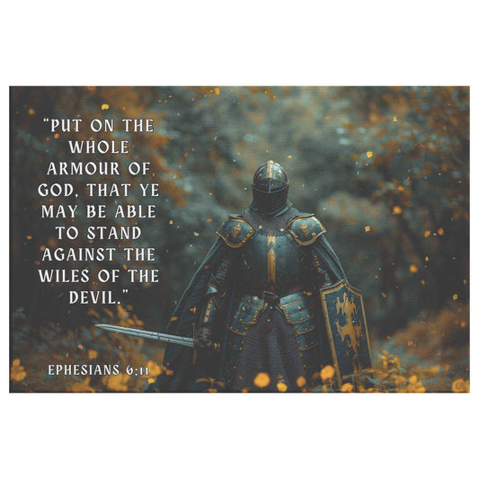 Strength in Faith Knight with the Whole Armor of God   Ephesians 611 Christian Canvas Wall Art Decor