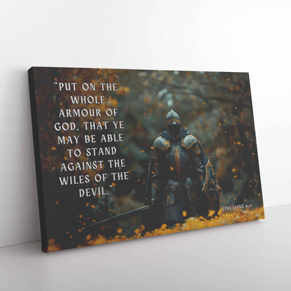 Strength in Faith Knight with the Whole Armor of God   Ephesians 611 Christian Canvas Wall Art Decor