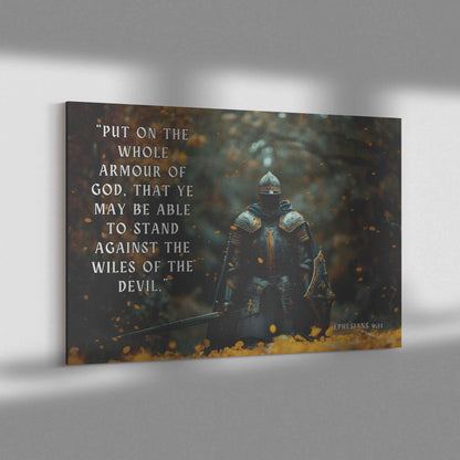 Strength in Faith Knight with the Whole Armor of God   Ephesians 611 Christian Canvas Wall Art Decor