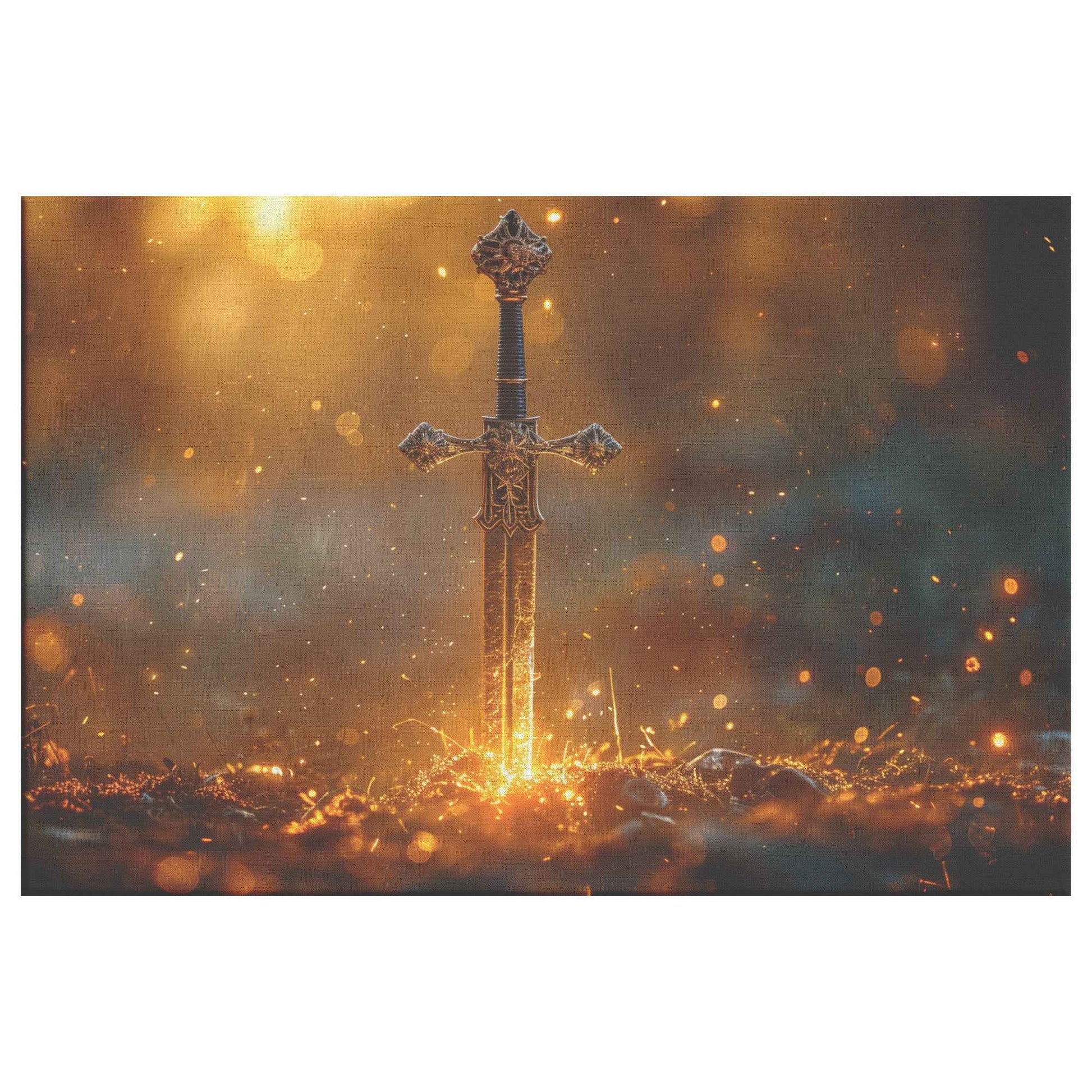 Sword of Faith Piercing Through Darkness Divine Power and Strength   Christian Canvas Wall Art Decor