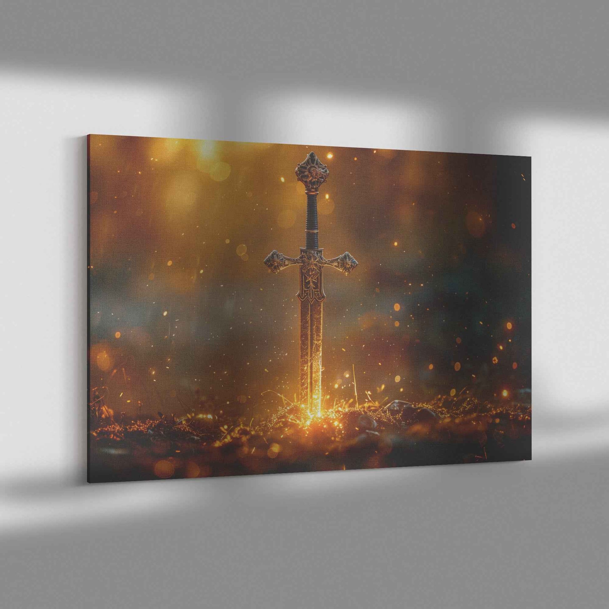 Sword of Faith Piercing Through Darkness Divine Power and Strength   Christian Canvas Wall Art Decor