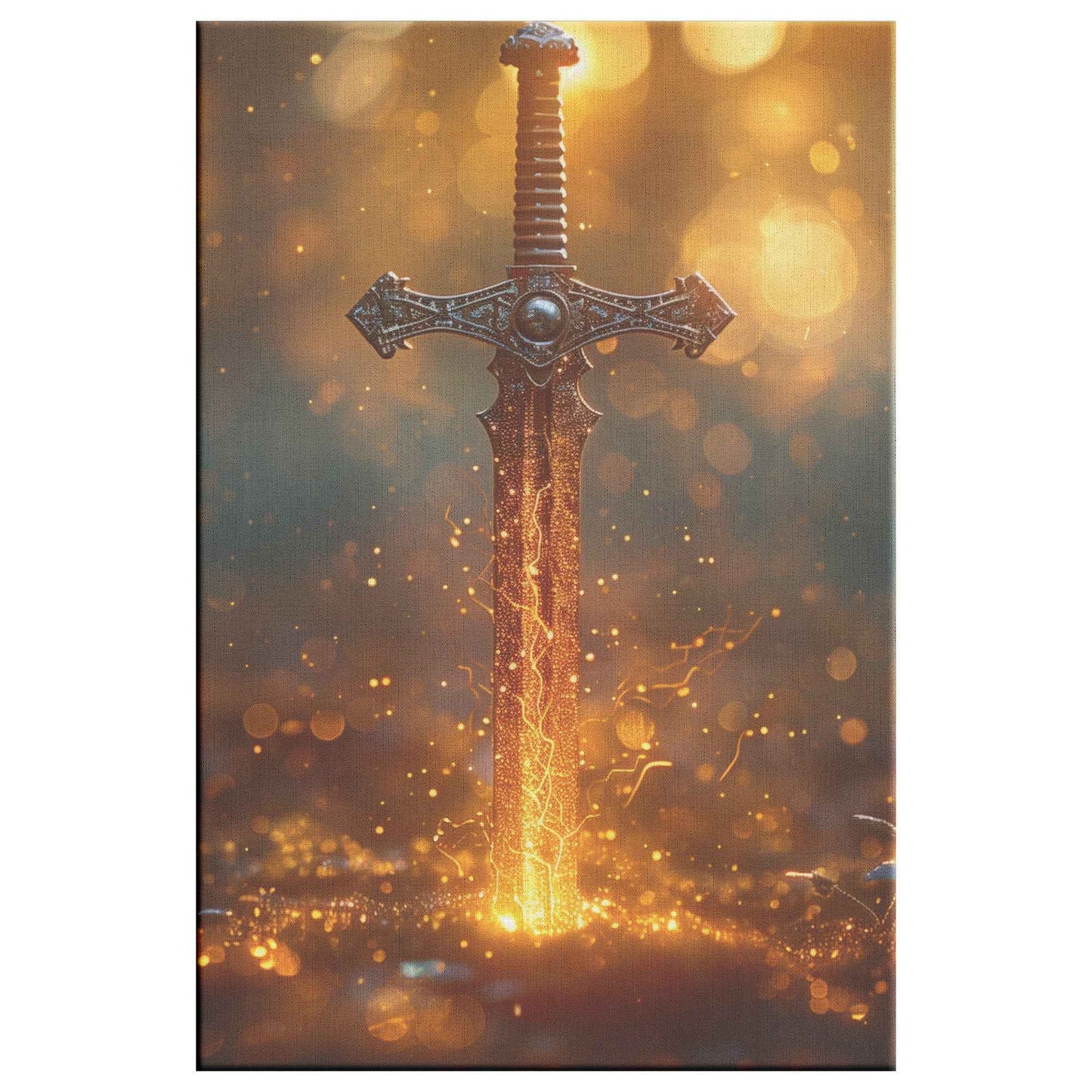 Sword of Righteousness Illuminated Blade of Faith and Power   Christian Canvas Wall Art Decor