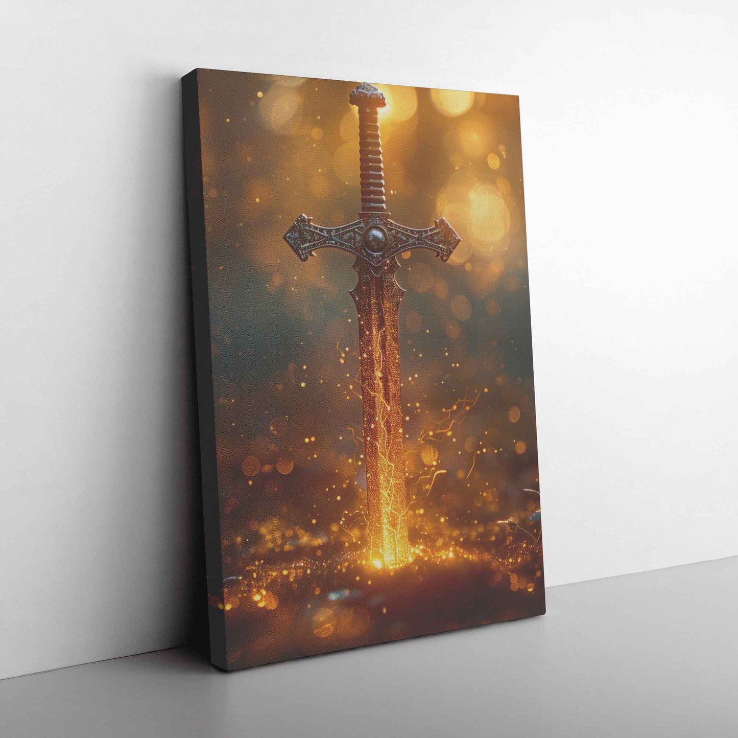 Sword of Righteousness Illuminated Blade of Faith and Power   Christian Canvas Wall Art Decor