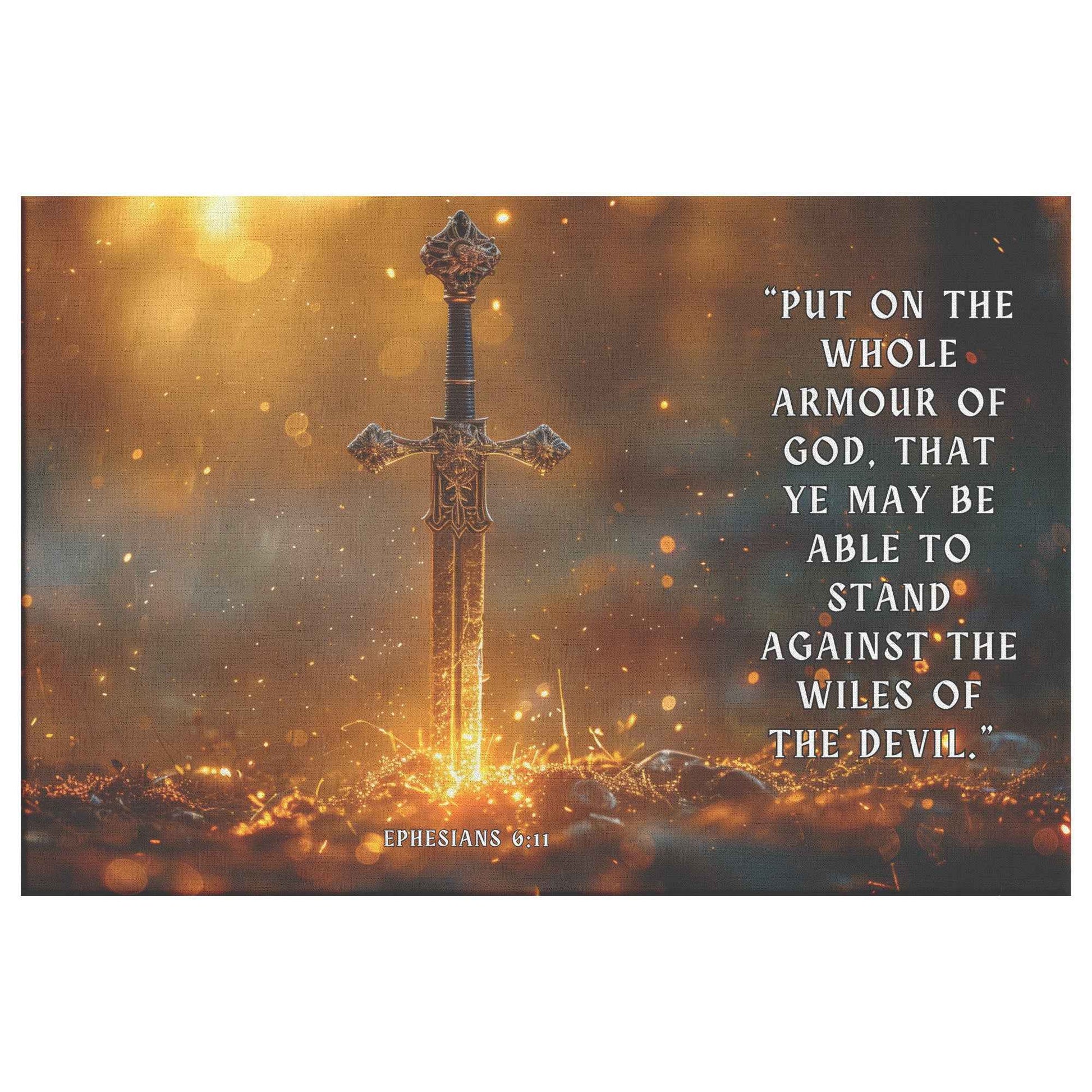 Sword of Righteousness Piercing Through Darkness Ephesians 611 Divine Power and Strength   Christian Canvas Wall Art Decor