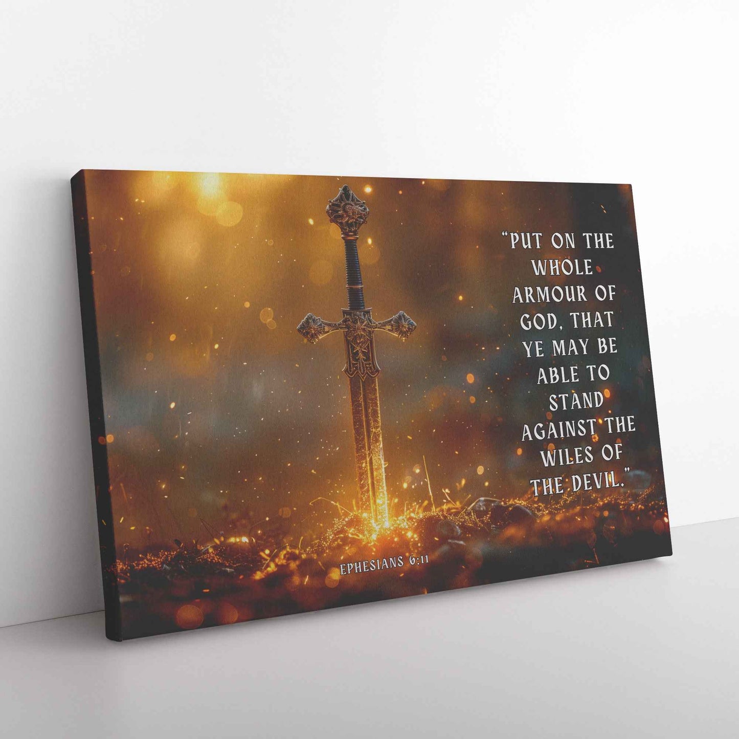 Sword of Righteousness Piercing Through Darkness Ephesians 611 Divine Power and Strength   Christian Canvas Wall Art Decor
