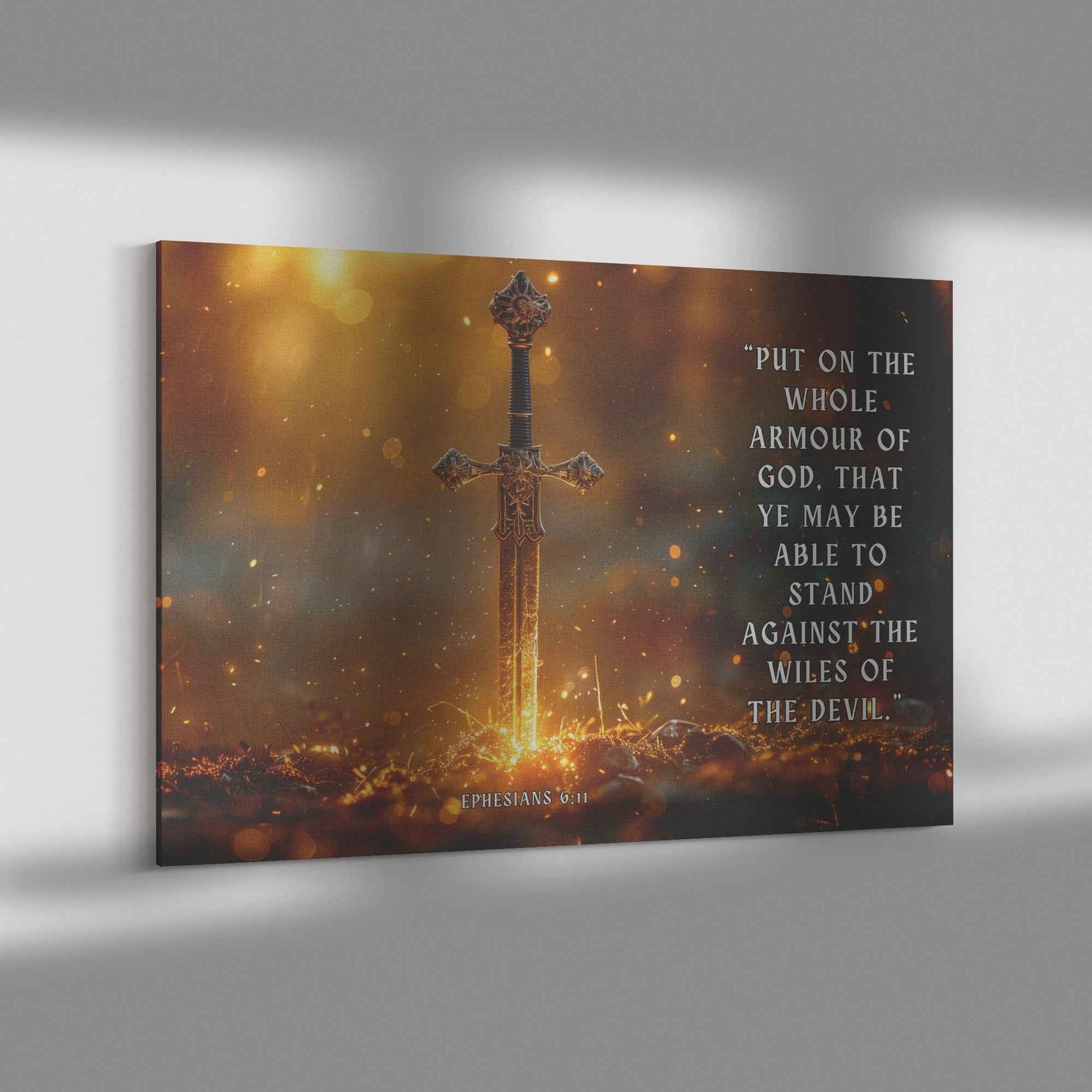Sword of Righteousness Piercing Through Darkness Ephesians 611 Divine Power and Strength   Christian Canvas Wall Art Decor