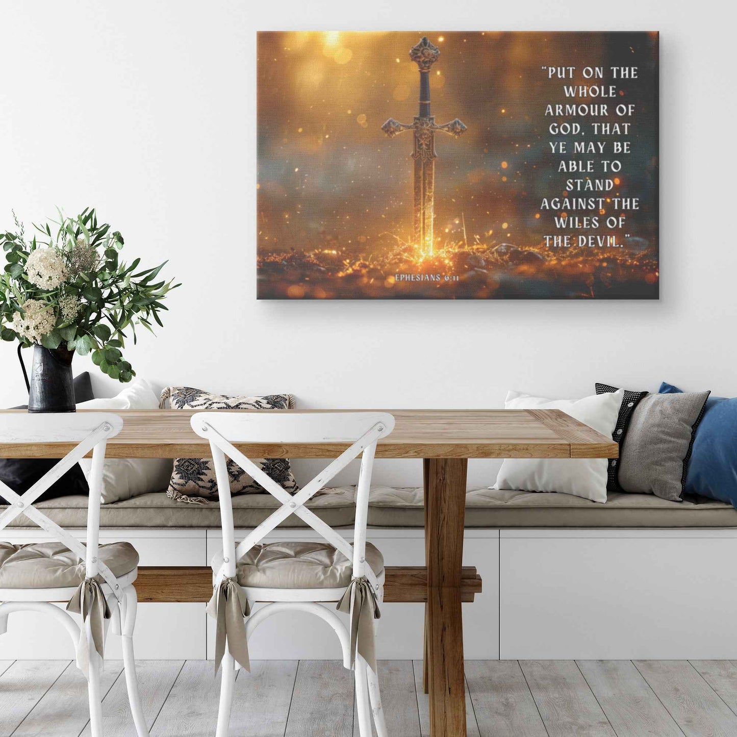 Sword of Righteousness Piercing Through Darkness Ephesians 611 Divine Power and Strength   Christian Canvas Wall Art Decor