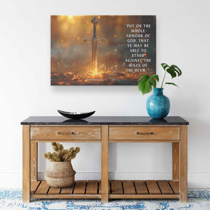 Sword of Righteousness Piercing Through Darkness Ephesians 611 Divine Power and Strength   Christian Canvas Wall Art Decor