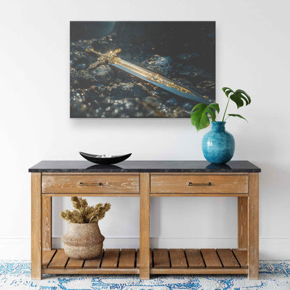 Sword of Truth Radiant Power Amidst Darkness   Christian Canvas Wall Art Decor
