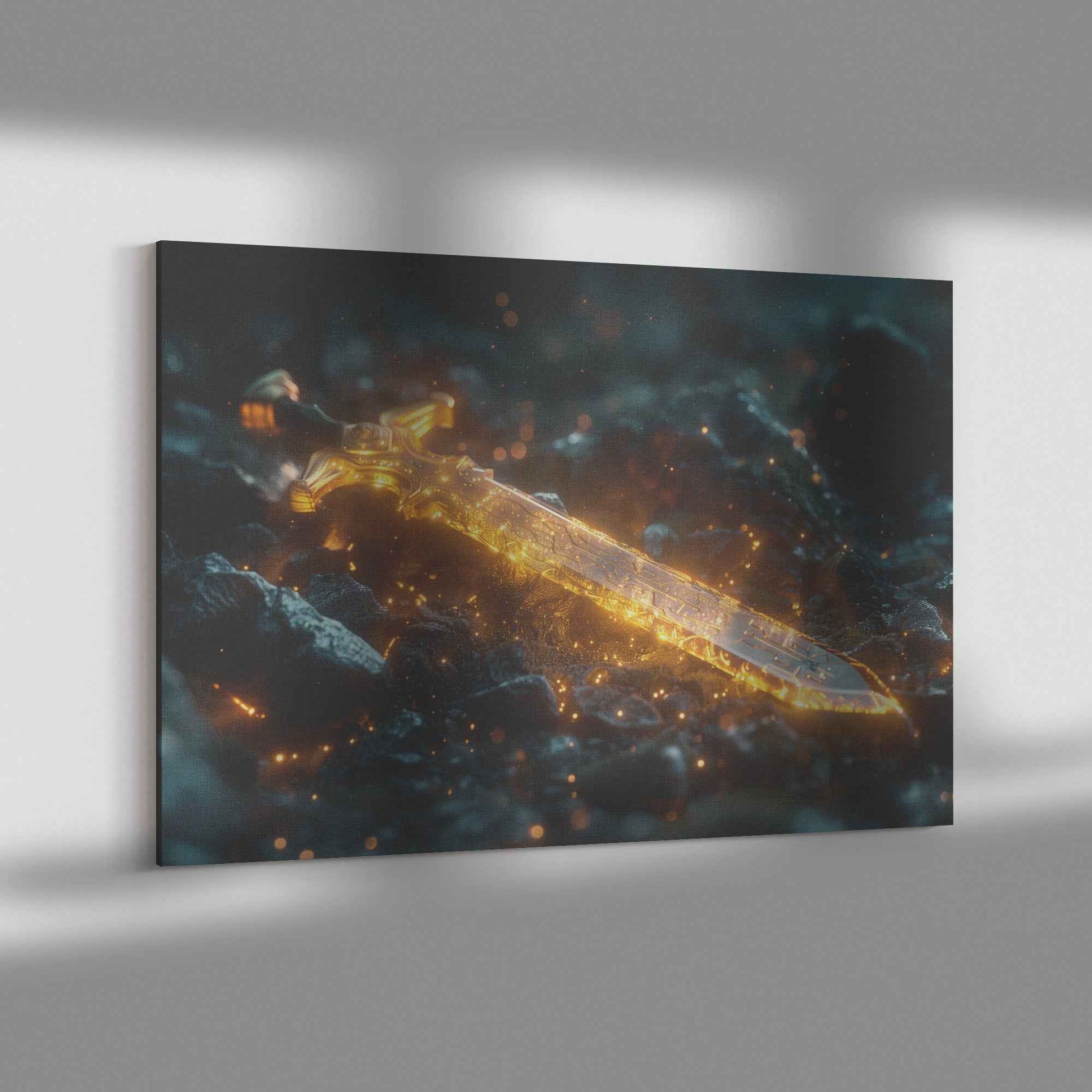 Sword of Truth Radiating Divine Strength and Glory   Christian Canvas Wall Art Decor