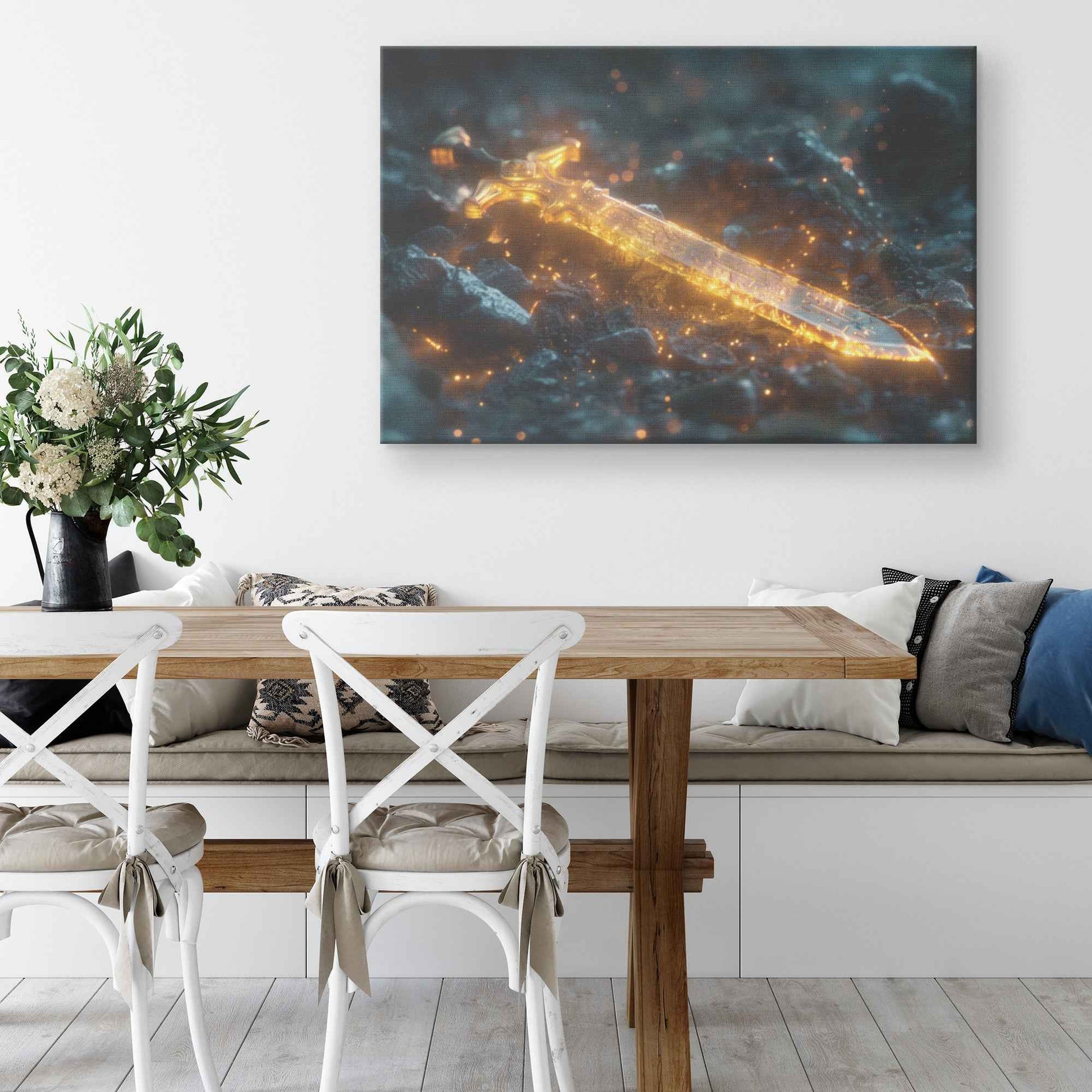 Sword of Truth Radiating Divine Strength and Glory   Christian Canvas Wall Art Decor