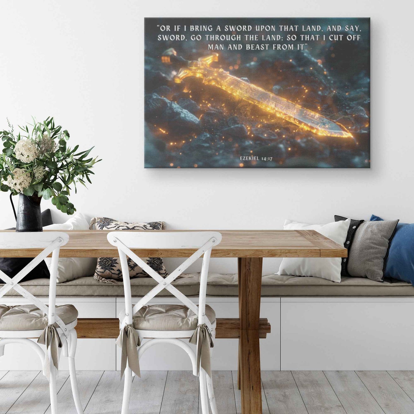 Sword of Truth Radiating Divine Strength and Glory Ezekiel 1417   Christian Canvas Wall Art Decor