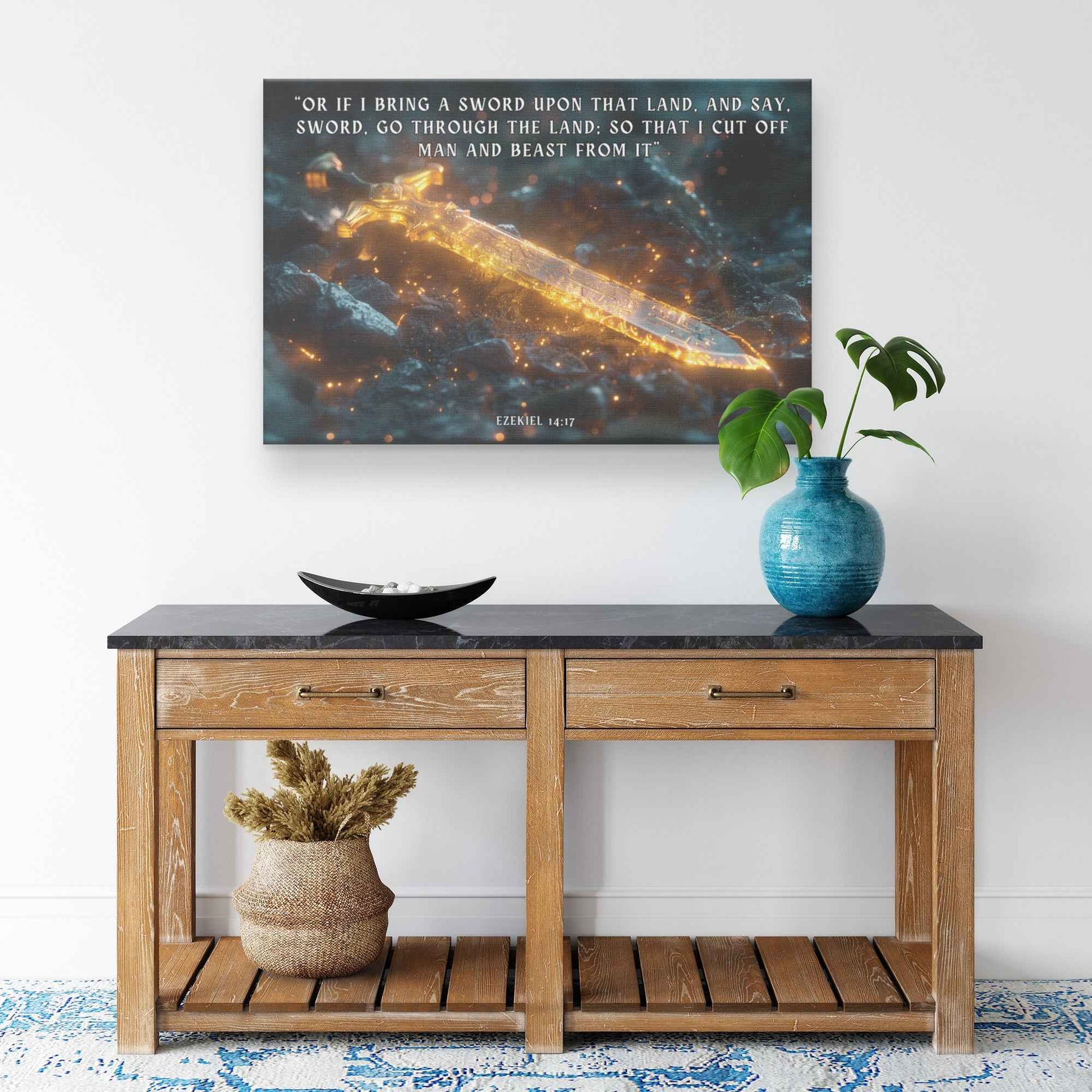 Sword of Truth Radiating Divine Strength and Glory Ezekiel 1417   Christian Canvas Wall Art Decor