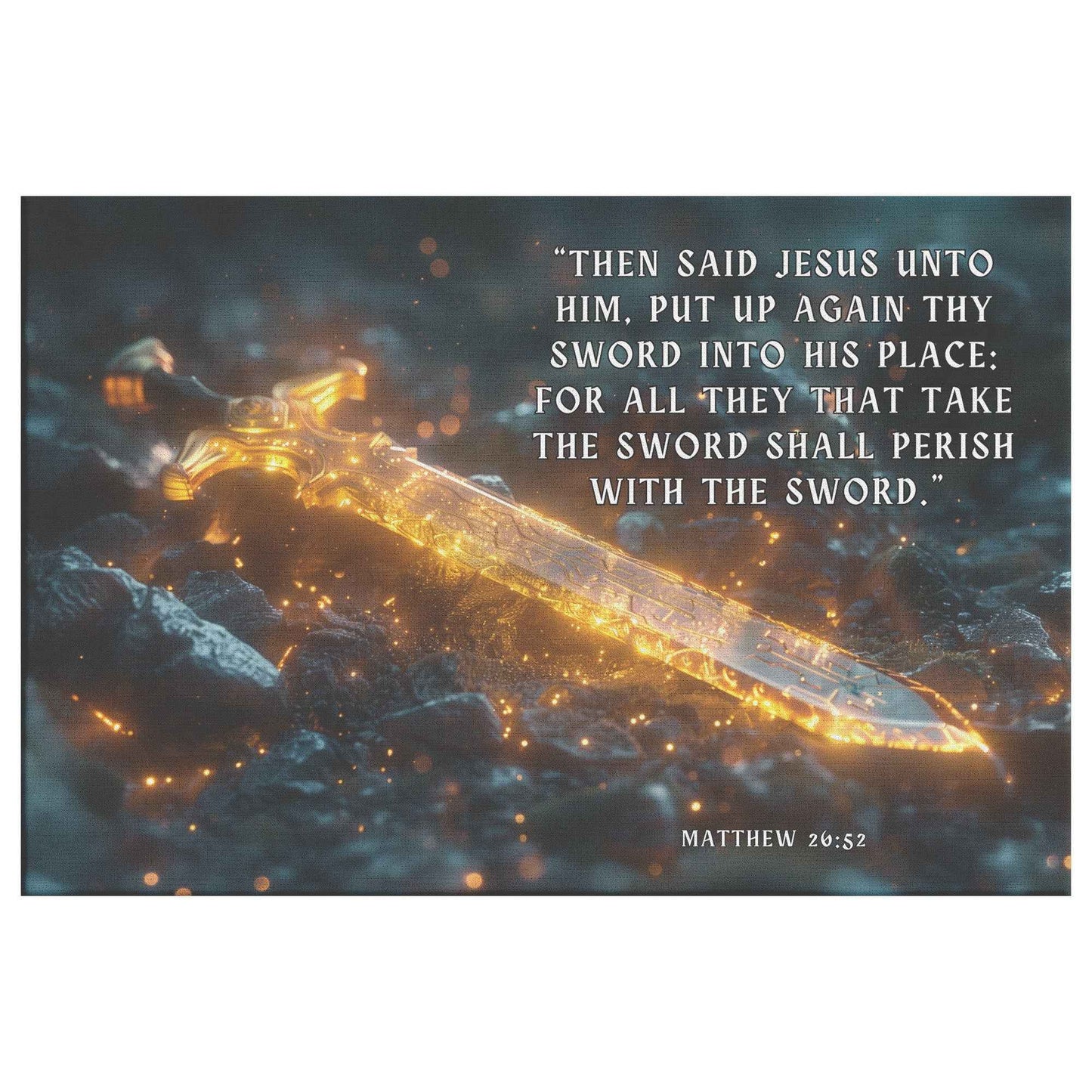 Sword of Truth Radiating Divine Strength and Glory Matthew 2652   Christian Canvas Wall Art Decor