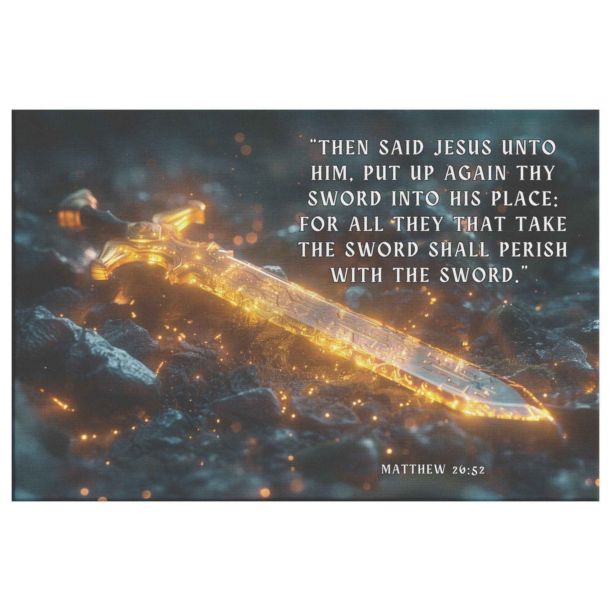 Sword of Truth Radiating Divine Strength and Glory Matthew 2652   Christian Canvas Wall Art Decor