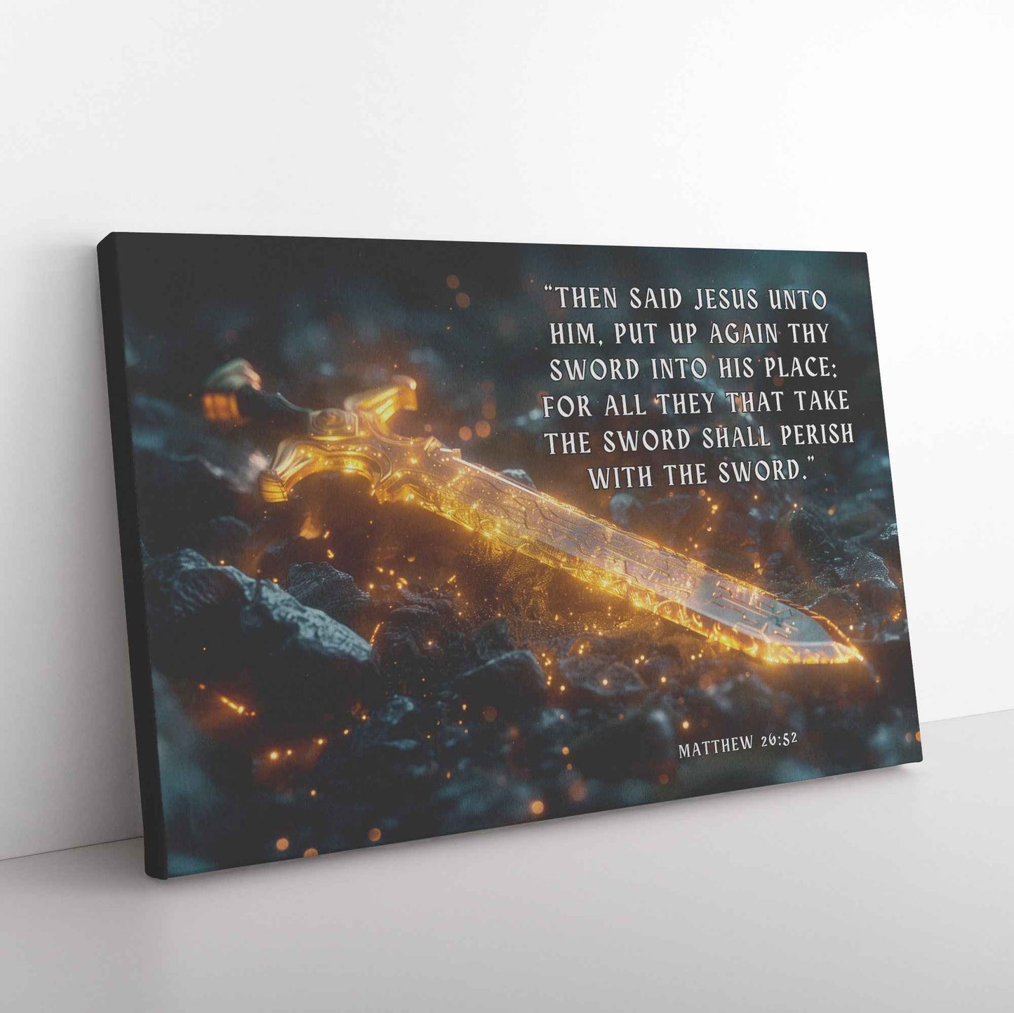 Sword of Truth Radiating Divine Strength and Glory Matthew 2652   Christian Canvas Wall Art Decor