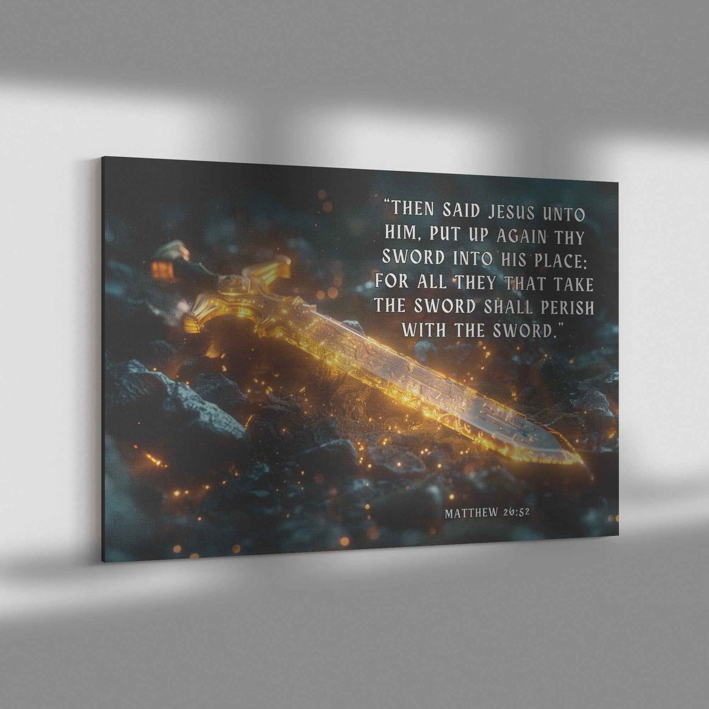 Sword of Truth Radiating Divine Strength and Glory Matthew 2652   Christian Canvas Wall Art Decor
