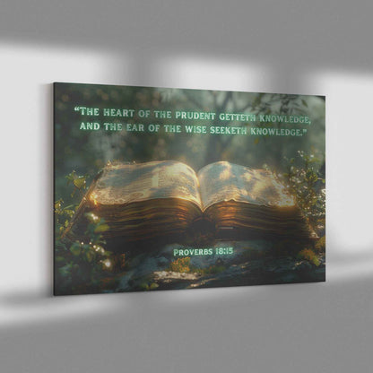 The heart of the prudent getteth knowledge; and the ear of the wise seeketh knowledge Canvas Wall Art
