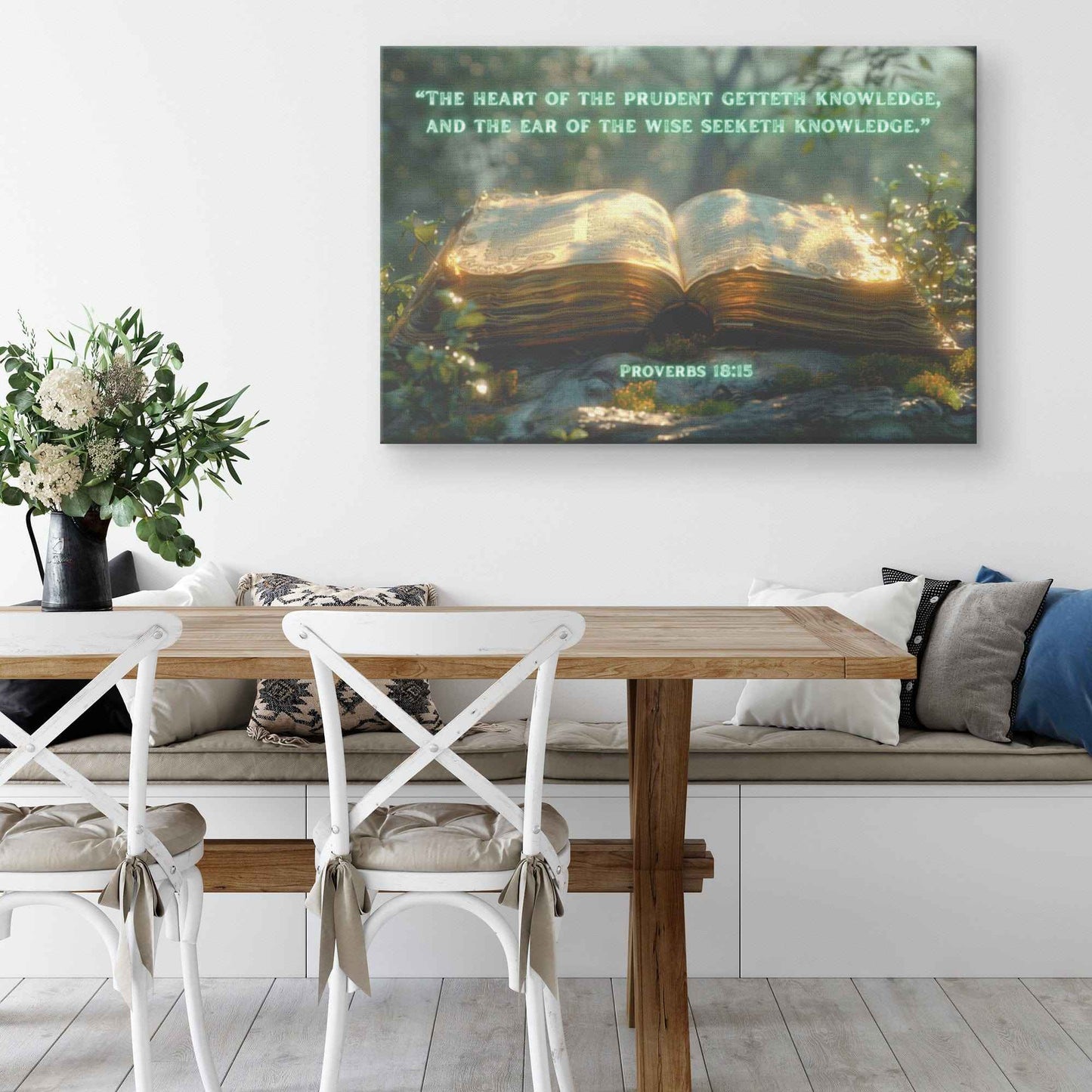 The heart of the prudent getteth knowledge; and the ear of the wise seeketh knowledge Canvas Wall Art