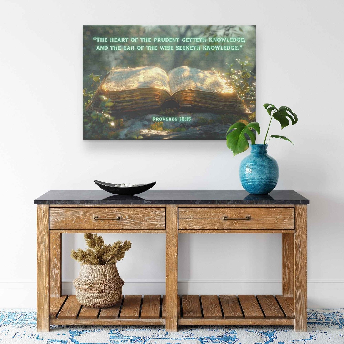 The heart of the prudent getteth knowledge; and the ear of the wise seeketh knowledge Canvas Wall Art