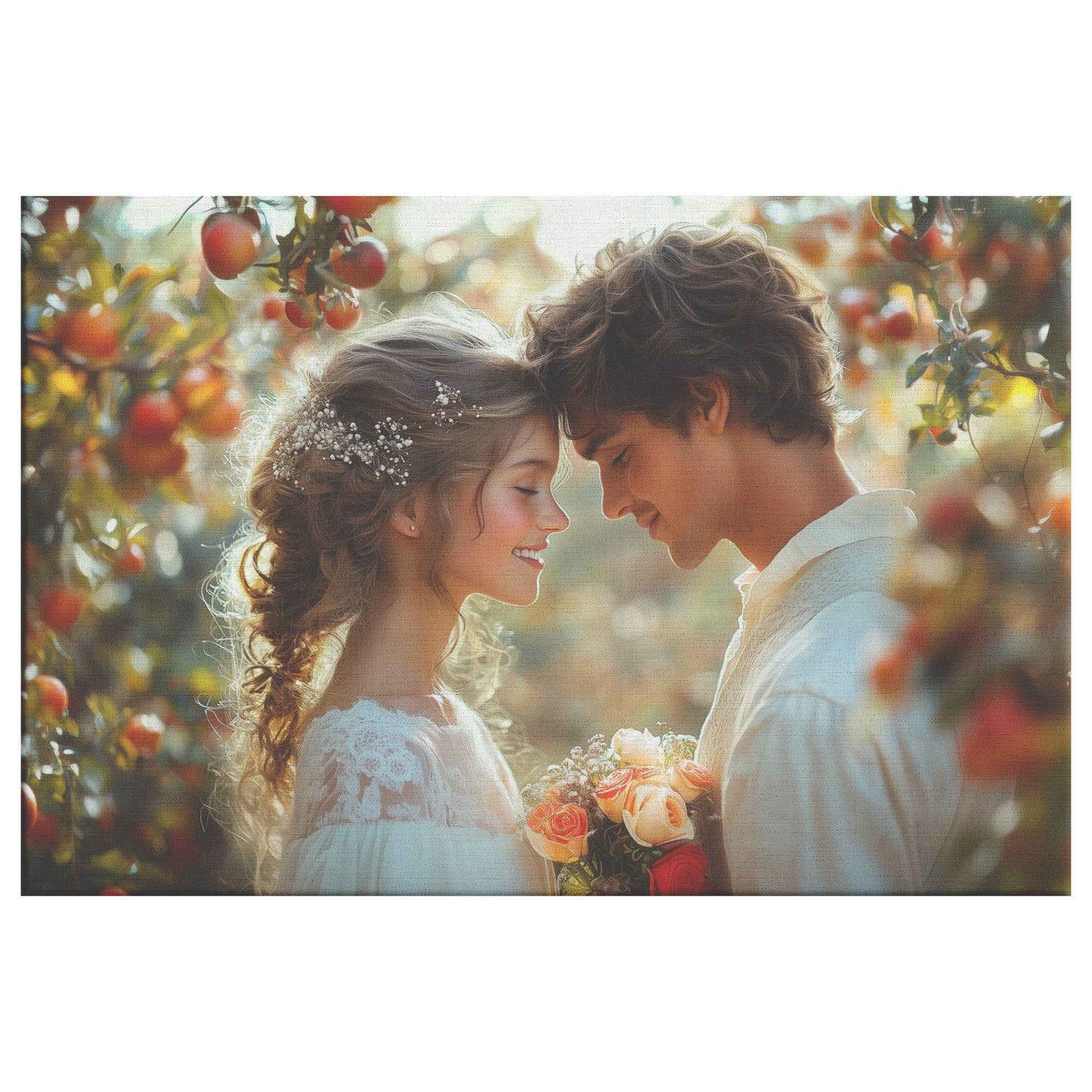 Timeless Romance Adam and Eve Under Apple Trees   Captivating Christian Canvas Wall Art Decor