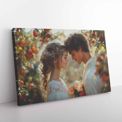 Timeless Romance Adam and Eve Under Apple Trees   Captivating Christian Canvas Wall Art Decor