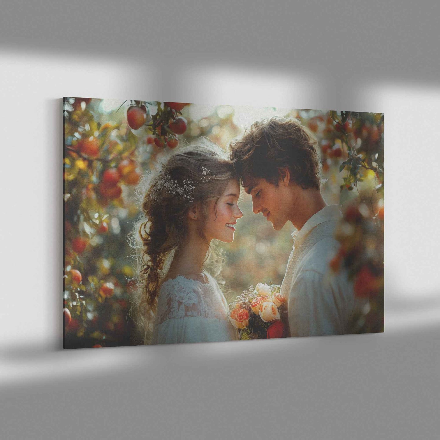 Timeless Romance Adam and Eve Under Apple Trees   Captivating Christian Canvas Wall Art Decor