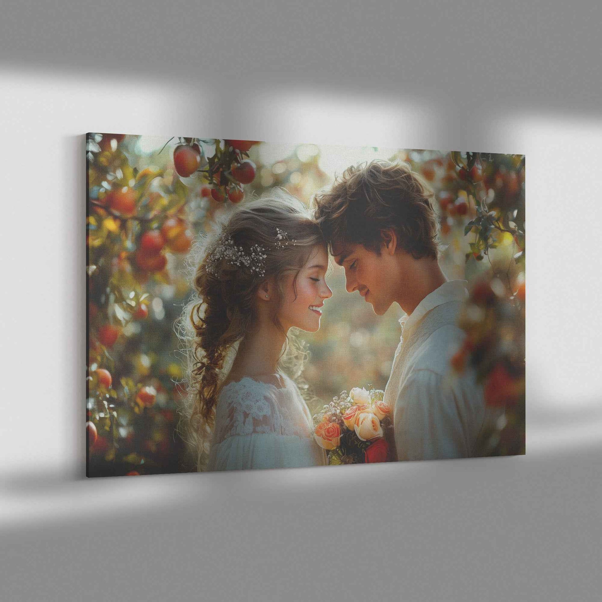 Timeless Romance Adam and Eve Under Apple Trees   Captivating Christian Canvas Wall Art Decor