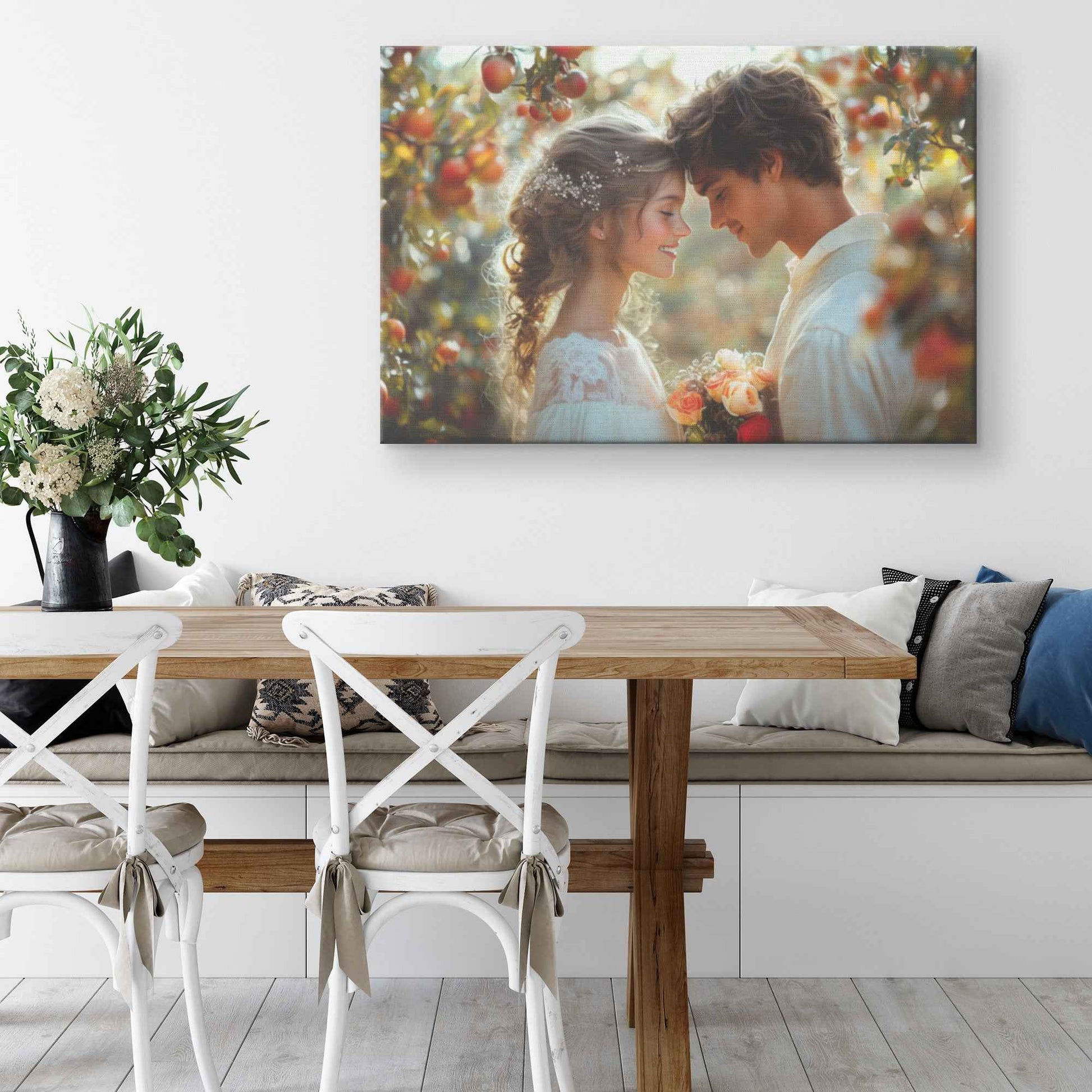 Timeless Romance Adam and Eve Under Apple Trees   Captivating Christian Canvas Wall Art Decor