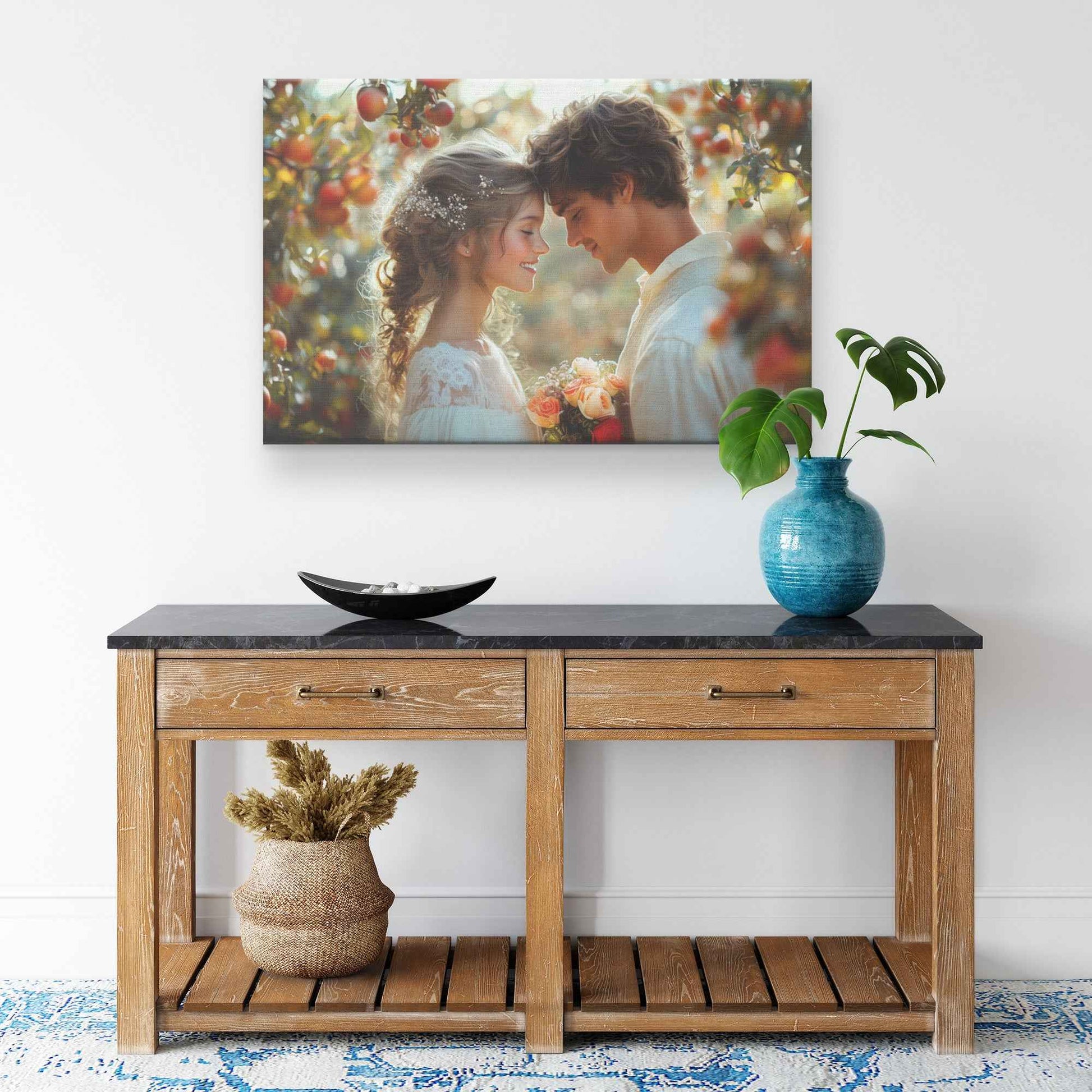 Timeless Romance Adam and Eve Under Apple Trees   Captivating Christian Canvas Wall Art Decor