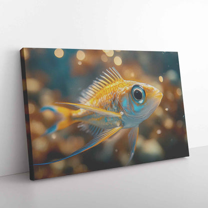 Vibrant Blue and Yellow Fish Swimming in Tranquil Waters   Christian Canvas Wall Art Decor