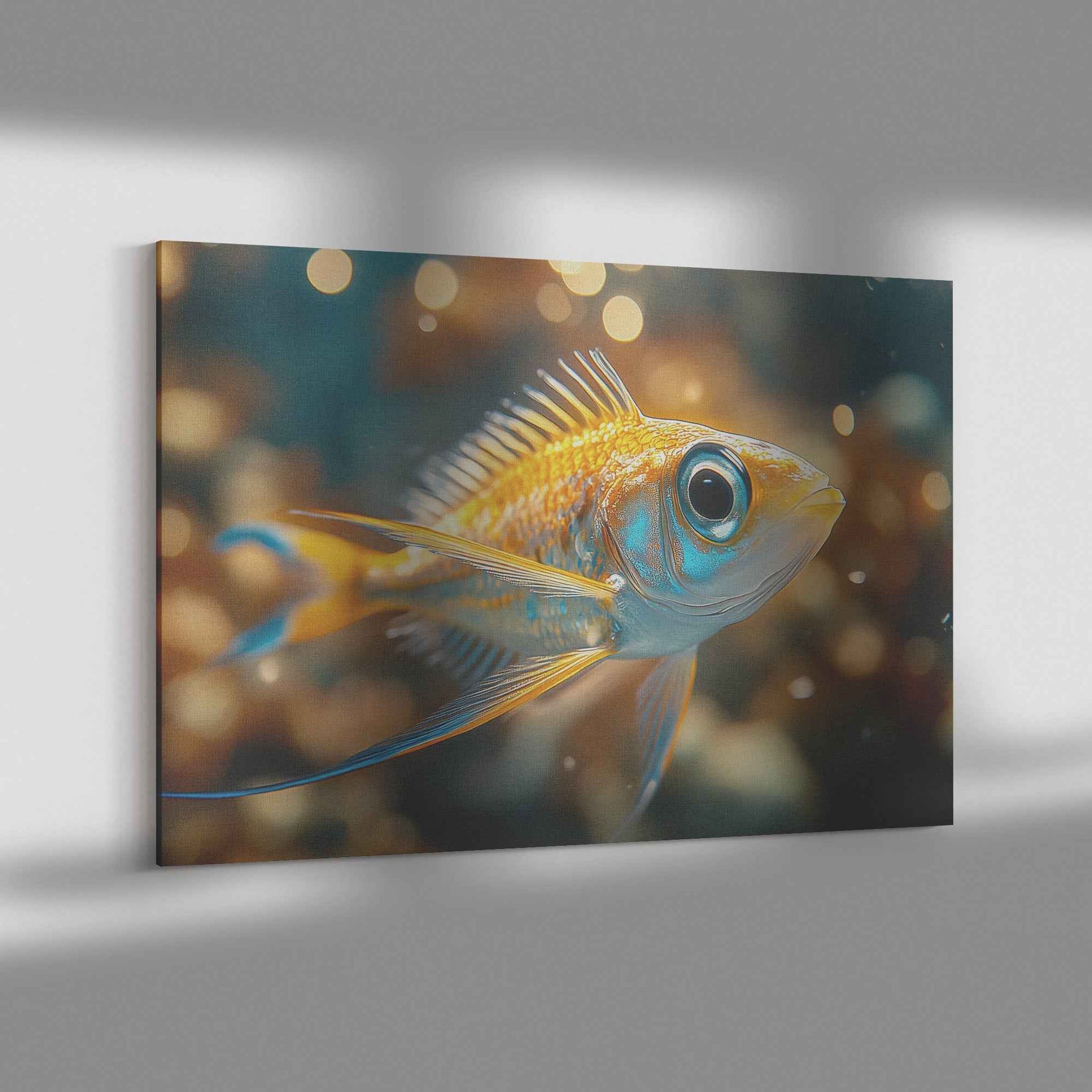 Vibrant Blue and Yellow Fish Swimming in Tranquil Waters   Christian Canvas Wall Art Decor