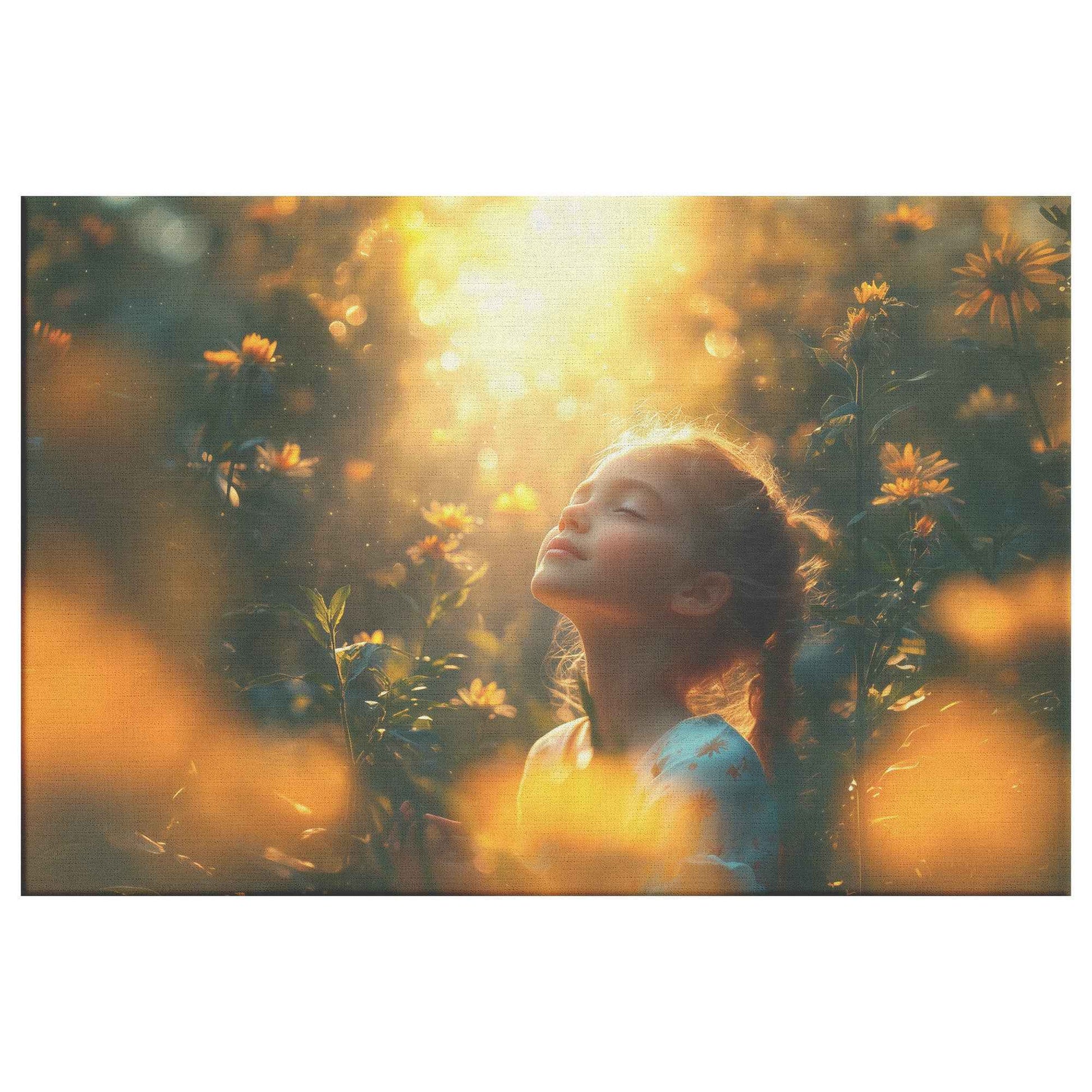 Whispers of Nature Young Girl in Blooming Flowers  Enchanting Christian Canvas Wall Art Decor