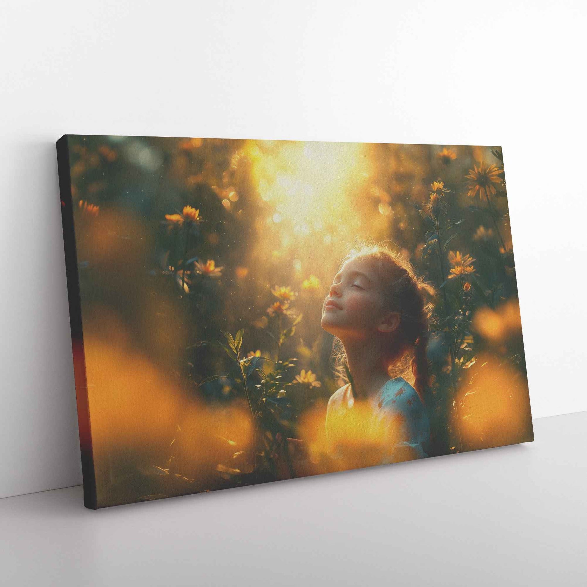 Whispers of Nature Young Girl in Blooming Flowers  Enchanting Christian Canvas Wall Art Decor