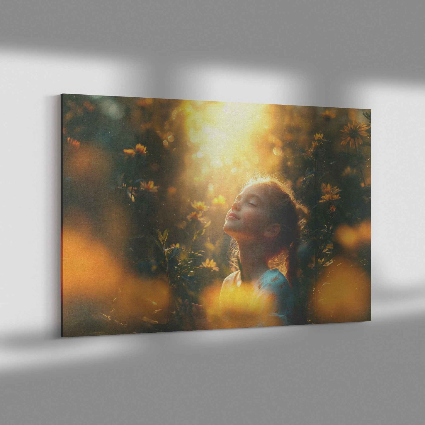Whispers of Nature Young Girl in Blooming Flowers  Enchanting Christian Canvas Wall Art Decor
