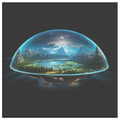 Biblical Flat Earth With Firmament Dome Christian Square Canvas Art Piece