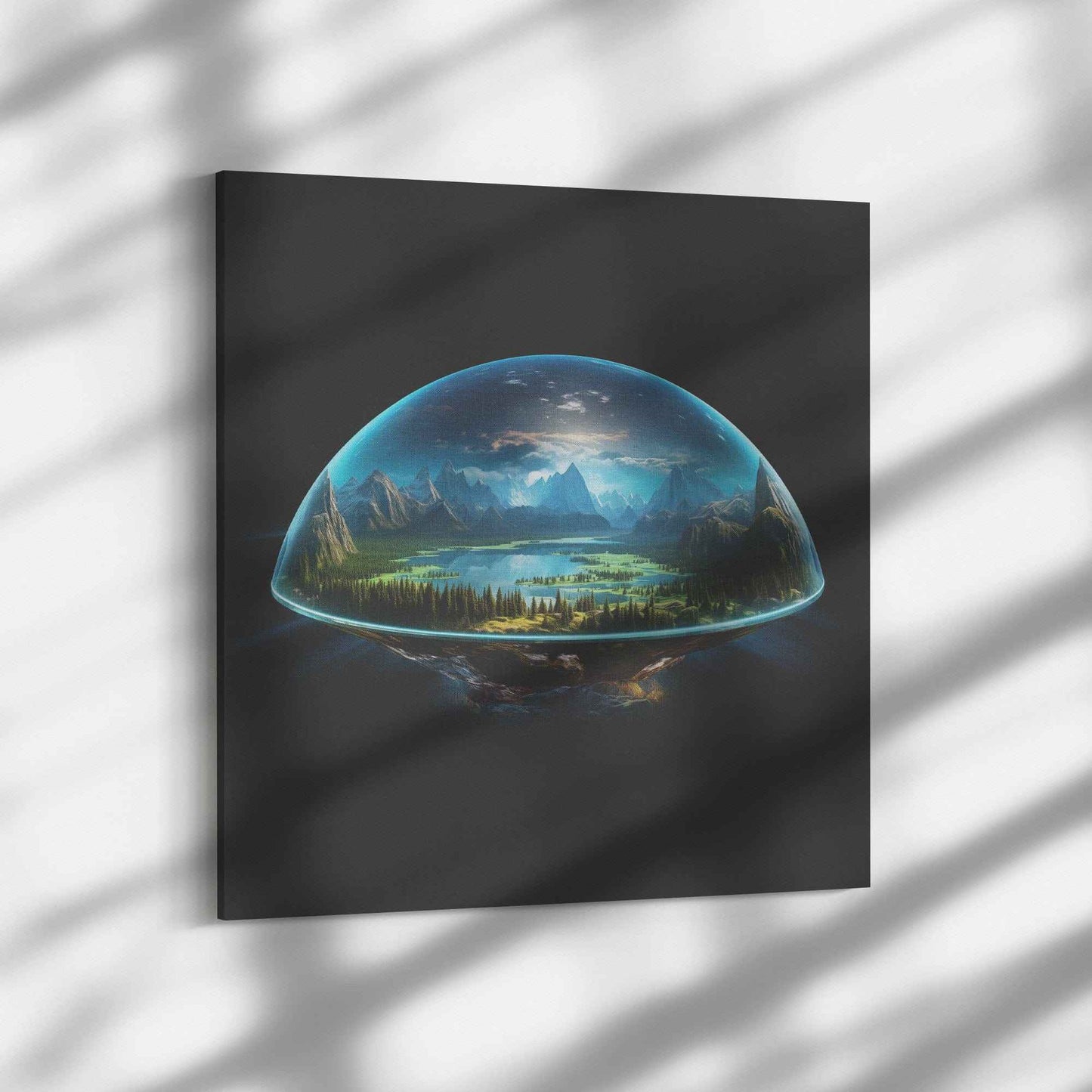 Biblical Flat Earth With Firmament Dome Christian Square Canvas Art Piece